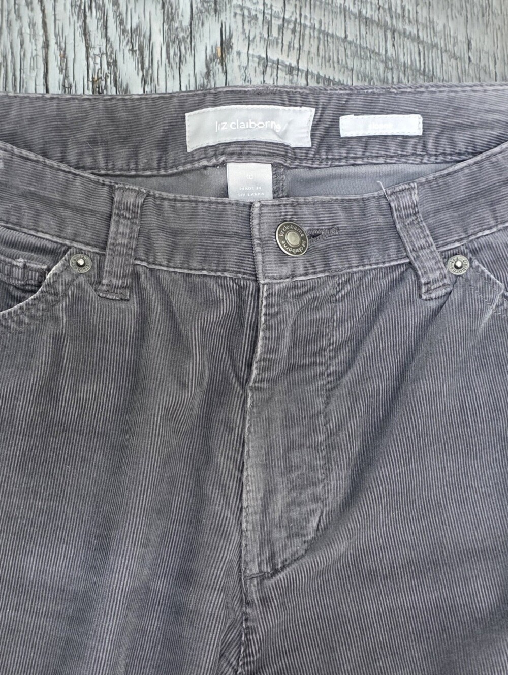 Liz Claiborne Gray Cotton Corduroy Waistband Pants ( Size:10) - Picture 3 of 6